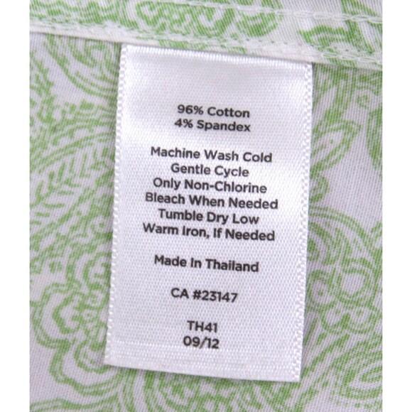 Talbots Size 8P Button Down Shirt Wrinkle Resistant Long Sleeve Green Paisley - Picture 9 of 9